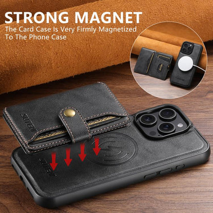 Suteni M4 Magnetic Card Bag MagSafe Leather Phone Case, For iPhone 14, For iPhone 14 Pro, For iPhone 14 Pro Max, For iPhone 13 Pro Max, For iPhone 13 Pro, For iPhone 13, For iPhone 12, For iPhone 12 Pro Max