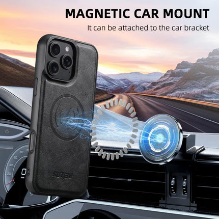 Suteni M4 Magnetic Card Bag MagSafe Leather Phone Case, For iPhone 14, For iPhone 14 Pro, For iPhone 14 Pro Max, For iPhone 13 Pro Max, For iPhone 13 Pro, For iPhone 13, For iPhone 12, For iPhone 12 Pro Max