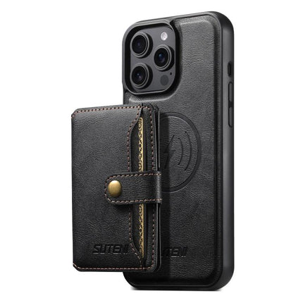 Suteni M4 Magnetic Card Bag MagSafe Leather Phone Case, For iPhone 14, For iPhone 14 Pro, For iPhone 14 Pro Max, For iPhone 13 Pro Max, For iPhone 13 Pro, For iPhone 13, For iPhone 12, For iPhone 12 Pro Max