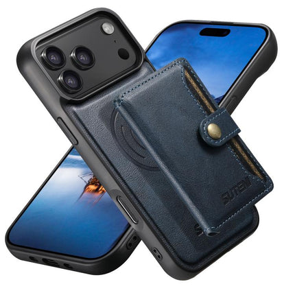 Suteni M4 Magnetic Card Bag MagSafe Leather Phone Case, For iPhone 18, For iPhone 18 Pro, For iPhone 18 Pro Max, For iPhone 17 Pro Max, For iPhone 17 Pro, For iPhone 17, For iPhone Air, For iPhone 16 Pro Max