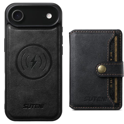 Suteni M4 Magnetic Card Bag MagSafe Leather Phone Case, For iPhone 18, For iPhone 18 Pro, For iPhone 18 Pro Max, For iPhone 17 Pro Max, For iPhone 17 Pro, For iPhone 17, For iPhone Air, For iPhone 16 Pro Max
