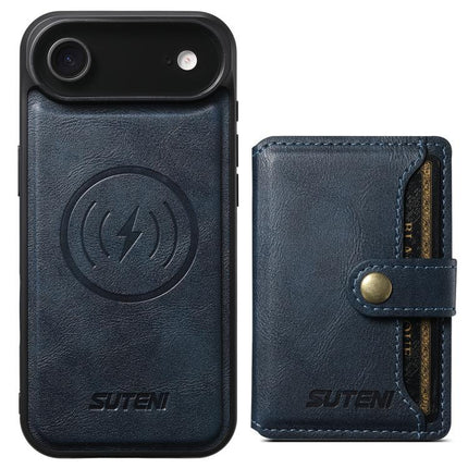 Suteni M4 Magnetic Card Bag MagSafe Leather Phone Case, For iPhone 18, For iPhone 18 Pro, For iPhone 18 Pro Max, For iPhone 17 Pro Max, For iPhone 17 Pro, For iPhone 17, For iPhone Air, For iPhone 16 Pro Max