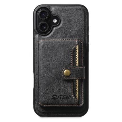 Suteni M4 Magnetic Card Bag MagSafe Leather Phone Case, For iPhone 18, For iPhone 18 Pro, For iPhone 18 Pro Max, For iPhone 17 Pro Max, For iPhone 17 Pro, For iPhone 17, For iPhone Air, For iPhone 16 Pro Max