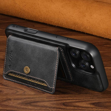 Suteni M4 Magnetic Card Bag MagSafe Leather Phone Case, For iPhone 18, For iPhone 18 Pro, For iPhone 18 Pro Max, For iPhone 17 Pro Max, For iPhone 17 Pro, For iPhone 17, For iPhone Air, For iPhone 16 Pro Max