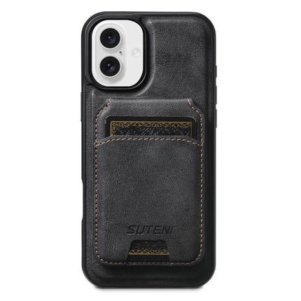 Suteni M5 Magnetic Card Bag MagSafe Cowhide Texture Leather Phone Case, For iPhone 16 Pro, For iPhone 16 Plus, For iPhone 16, For iPhone 15 Pro Max, For iPhone 15 Pro, For iPhone 15 Plus, For iPhone 15, For iPhone 14 Plus