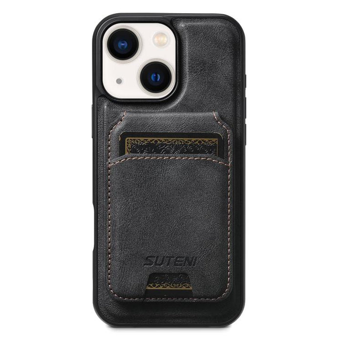 Suteni M5 Magnetic Card Bag MagSafe Cowhide Texture Leather Phone Case, For iPhone 14, For iPhone 14 Pro, For iPhone 14 Pro Max, For iPhone 13 Pro Max, For iPhone 13 Pro, For iPhone 13, For iPhone 12, For iPhone 12 Pro Max