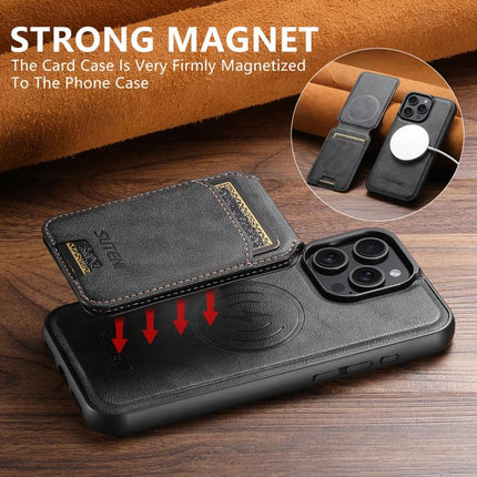 Suteni M5 Magnetic Card Bag MagSafe Cowhide Texture Leather Phone Case, For iPhone 14, For iPhone 14 Pro, For iPhone 14 Pro Max, For iPhone 13 Pro Max, For iPhone 13 Pro, For iPhone 13, For iPhone 12, For iPhone 12 Pro Max