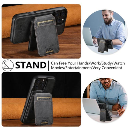Suteni M5 Magnetic Card Bag MagSafe Cowhide Texture Leather Phone Case, For iPhone 14, For iPhone 14 Pro, For iPhone 14 Pro Max, For iPhone 13 Pro Max, For iPhone 13 Pro, For iPhone 13, For iPhone 12, For iPhone 12 Pro Max