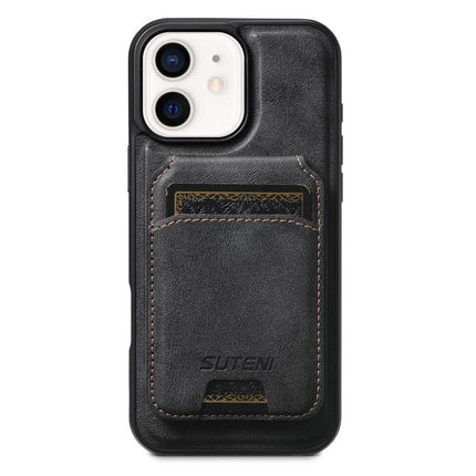Suteni M5 Magnetic Card Bag MagSafe Cowhide Texture Leather Phone Case, For iPhone 14, For iPhone 14 Pro, For iPhone 14 Pro Max, For iPhone 13 Pro Max, For iPhone 13 Pro, For iPhone 13, For iPhone 12, For iPhone 12 Pro Max
