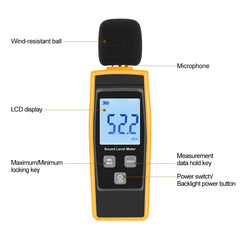 RZ1359 Digital Sound Level Meter DB Meters Noise Tester in Decibels LCD Screen, RZ1359