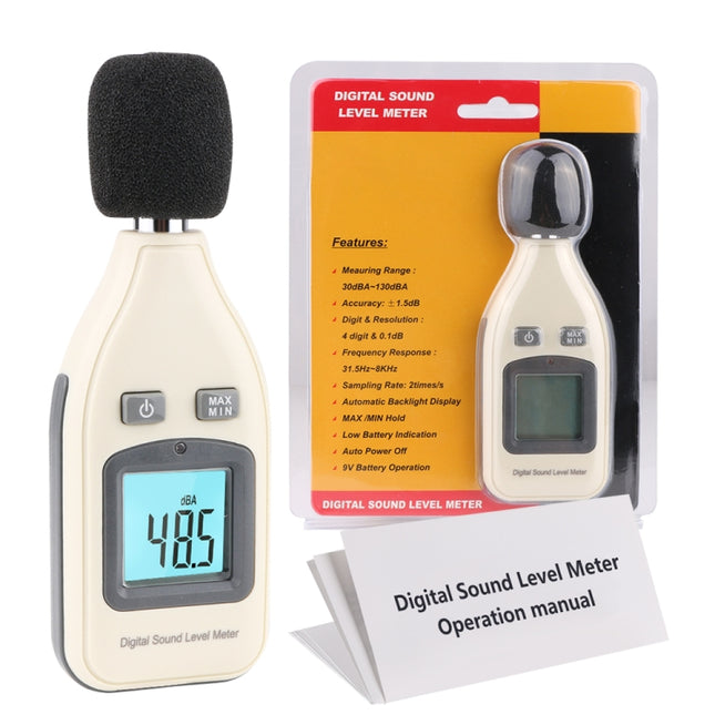 GM1351 30-130dB Digital Sound Level Meter Meters Noise Tester In Decibels LCD Screen, GM1351