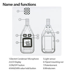 GM1351 30-130dB Digital Sound Level Meter Meters Noise Tester In Decibels LCD Screen, GM1351