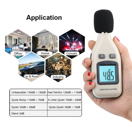 GM1351 30-130dB Digital Sound Level Meter Meters Noise Tester In Decibels LCD Screen, GM1351