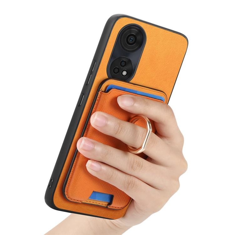 Retro Cross Leather Ring Vertical Insert Card Bag MagSafe Phone Case, For OPPO Reno13 Pro Global, For OPPO Reno13 Global, For OPPO Reno13 F