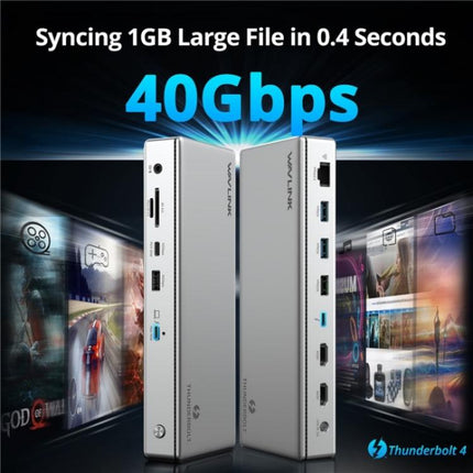 WAVLINK UTD45 96W Charging 8K / 4K Display Thunderbolt 4 Docking Station 13-in-1 Hub, US Plug, UK Plug, EU Plug, AU Plug