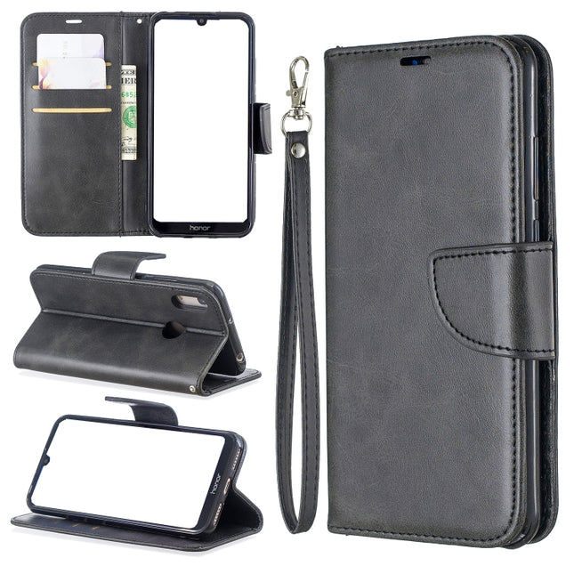 Retro Lambskin Texture Pure Color Horizontal Flip PU Leather Case for for Huawei Y6 2019 & Y6 Pro 2019, with Holder & Card Slots & Wallet & Lanyard, For Huawei Y6 2019