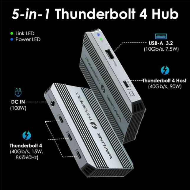 WAVLINK UTD49T 100W PD Input USB-A High Speed Data Transfer Adapter Thunderbolt 4 Hub, UTD49T
