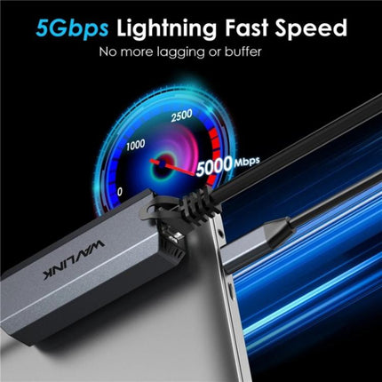 WAVLINK WL-NWU341G Laptop USB-C to 5000Mbps RJ45 LAN Ethernet Network Adapter, NWU341G