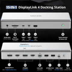 WAVLINK WL-UG75PD1-DH2 USB-C / Type-C Displaylink DL7400 Docking Station Support Quad Display, UG75PD1-DH2