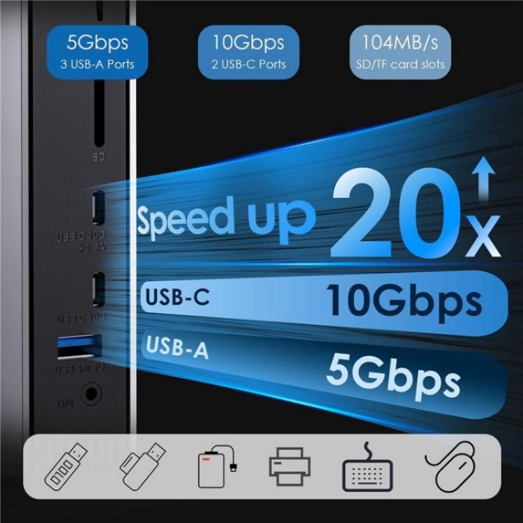 WAVLINK WL-UG69PD13Pro DisplayLink Docking Station 15 in 1 USB-C Hub for MacBook Laptop, UG69PD13Pro