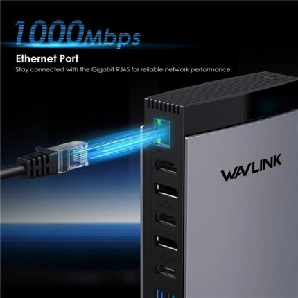 WAVLINK WL-UG69PD13Pro DisplayLink Docking Station 15 in 1 USB-C Hub for MacBook Laptop