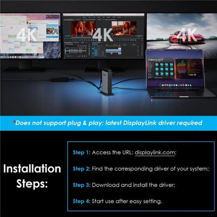 WAVLINK WL-UG69PD13Pro DisplayLink Docking Station 15 in 1 USB-C Hub for MacBook Laptop