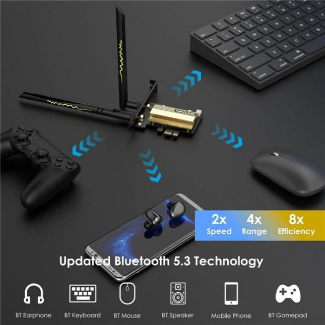 WAVLINK WN675X3-C WiFi 6E Pcie WiFi Network Card Adapter Triple Band AX210 AX5400, WN675X3-C