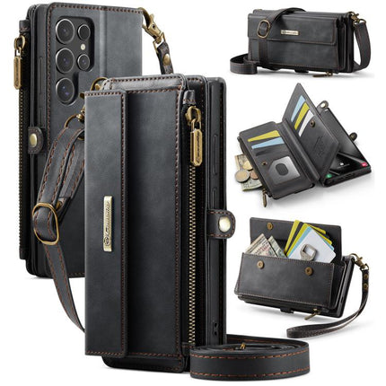 CaseMe C39 RFID Blocking Zipper Wallet Leather Phone Case with Crossbody Strap, For Samsung Galaxy S25 Ultra 5G, For Samsung Galaxy S24 FE 5G, For Samsung Galaxy A55 5G, For Samsung Galaxy S24 Ultra 5G