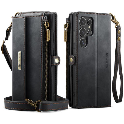 CaseMe C39 RFID Blocking Zipper Wallet Leather Phone Case with Crossbody Strap, For Samsung Galaxy S25 Ultra 5G, For Samsung Galaxy S24 FE 5G, For Samsung Galaxy A55 5G, For Samsung Galaxy S24 Ultra 5G