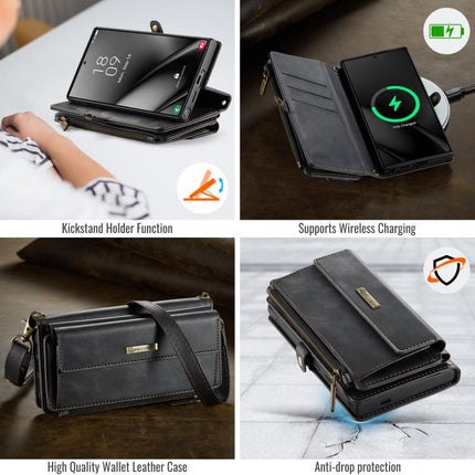 CaseMe C39 RFID Blocking Zipper Wallet Leather Phone Case with Crossbody Strap, For Samsung Galaxy S25 Ultra 5G, For Samsung Galaxy S24 FE 5G, For Samsung Galaxy A55 5G, For Samsung Galaxy S24 Ultra 5G