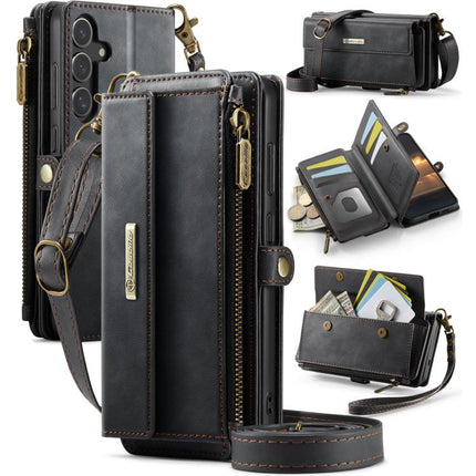 CaseMe C39 RFID Blocking Zipper Wallet Leather Phone Case with Crossbody Strap, For Samsung Galaxy S25 Ultra 5G, For Samsung Galaxy S24 FE 5G, For Samsung Galaxy A55 5G, For Samsung Galaxy S24 Ultra 5G