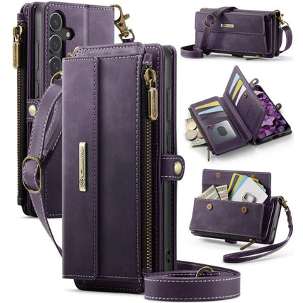 CaseMe C39 RFID Blocking Zipper Wallet Leather Phone Case with Crossbody Strap, For Samsung Galaxy S25 Ultra 5G, For Samsung Galaxy S24 FE 5G, For Samsung Galaxy A55 5G, For Samsung Galaxy S24 Ultra 5G