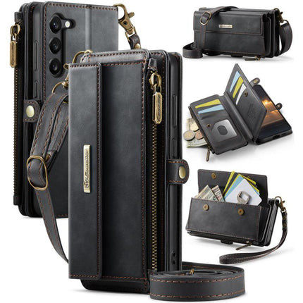 CaseMe C39 RFID Blocking Zipper Wallet Leather Phone Case with Crossbody Strap, For Samsung Galaxy S23+ 5G, For Samsung Galaxy S23 5G, For Samsung Galaxy S22+ 5G, For Samsung Galaxy S22 5G