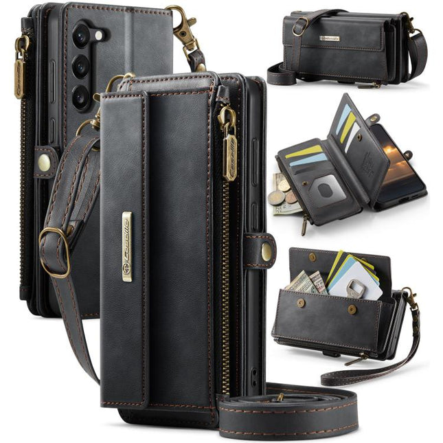 CaseMe C39 RFID Blocking Zipper Wallet Leather Phone Case with Crossbody Strap, For Samsung Galaxy S23+ 5G, For Samsung Galaxy S23 5G, For Samsung Galaxy S22+ 5G, For Samsung Galaxy S22 5G