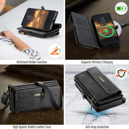 CaseMe C39 RFID Blocking Zipper Wallet Leather Phone Case with Crossbody Strap, For Samsung Galaxy S23+ 5G, For Samsung Galaxy S23 5G, For Samsung Galaxy S22+ 5G, For Samsung Galaxy S22 5G