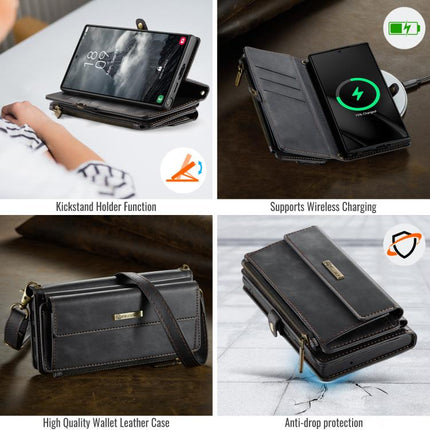 CaseMe C39 RFID Blocking Zipper Wallet Leather Phone Case with Crossbody Strap, For Samsung Galaxy S23 Ultra 5G, For Samsung Galaxy S23+ 5G, For Samsung Galaxy S23 5G, For Samsung Galaxy S22+ 5G