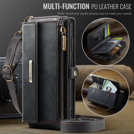 CaseMe C39 RFID Blocking Zipper Wallet Leather Phone Case with Crossbody Strap, For Samsung Galaxy S21 5G, For Samsung Galaxy S21+ 5G, For Samsung Galaxy S21 Ultra 5G, For Samsung Galaxy S20 FE 5G