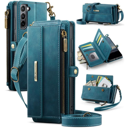 CaseMe C39 RFID Blocking Zipper Wallet Leather Phone Case with Crossbody Strap, For Samsung Galaxy S21 FE 5G, For Samsung Galaxy A52, For Samsung Galaxy A53, For Samsung Galaxy S21 5G