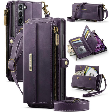 CaseMe C39 RFID Blocking Zipper Wallet Leather Phone Case with Crossbody Strap, For Samsung Galaxy S21 FE 5G, For Samsung Galaxy A52, For Samsung Galaxy A53, For Samsung Galaxy S21 5G