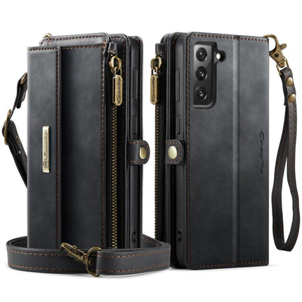 CaseMe C39 RFID Blocking Zipper Wallet Leather Phone Case with Crossbody Strap, For Samsung Galaxy S21 FE 5G, For Samsung Galaxy A52, For Samsung Galaxy A53, For Samsung Galaxy S21 5G