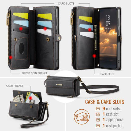 CaseMe C39 RFID Blocking Zipper Wallet Leather Phone Case with Crossbody Strap, For Samsung Galaxy S21 FE 5G, For Samsung Galaxy A52, For Samsung Galaxy A53, For Samsung Galaxy S21 5G
