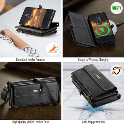 CaseMe C39 RFID Blocking Zipper Wallet Leather Phone Case with Crossbody Strap, For Samsung Galaxy S21 FE 5G, For Samsung Galaxy A52, For Samsung Galaxy A53, For Samsung Galaxy S21 5G