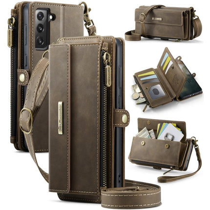 CaseMe C39 RFID Blocking Zipper Wallet Leather Phone Case with Crossbody Strap, For Samsung Galaxy S21 FE 5G, For Samsung Galaxy A52, For Samsung Galaxy A53, For Samsung Galaxy S21 5G
