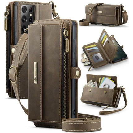 CaseMe C39 RFID Blocking Zipper Wallet Leather Phone Case with Crossbody Strap, For Samsung Galaxy S21+ 5G, For Samsung Galaxy S21 Ultra 5G, For Samsung Galaxy S20 FE 5G, For Samsung Galaxy S20 Ultra 5G