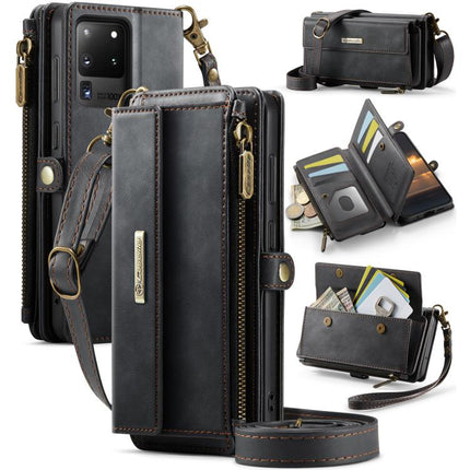 CaseMe C39 RFID Blocking Zipper Wallet Leather Phone Case with Crossbody Strap, For Samsung Galaxy S21+ 5G, For Samsung Galaxy S21 Ultra 5G, For Samsung Galaxy S20 FE 5G, For Samsung Galaxy S20 Ultra 5G