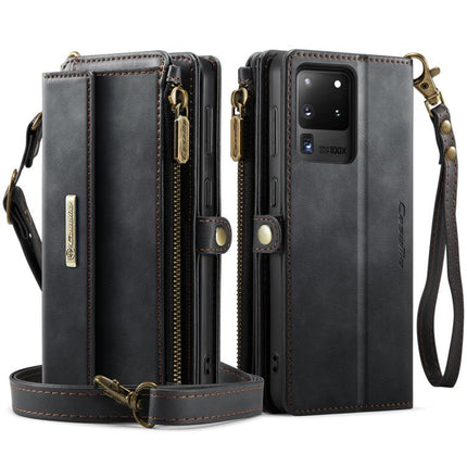 CaseMe C39 RFID Blocking Zipper Wallet Leather Phone Case with Crossbody Strap, For Samsung Galaxy S20 Ultra 5G, For Samsung Galaxy S20+ 5G, For Samsung Galaxy S20 5G, For Samsung Galaxy A17