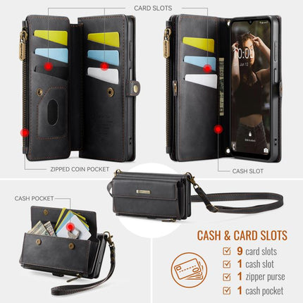 CaseMe C39 RFID Blocking Zipper Wallet Leather Phone Case with Crossbody Strap, For Samsung Galaxy A15, For Samsung Galaxy S23 FE 5G, For Samsung Galaxy A54 5G, For Samsung Galaxy S23 Ultra 5G