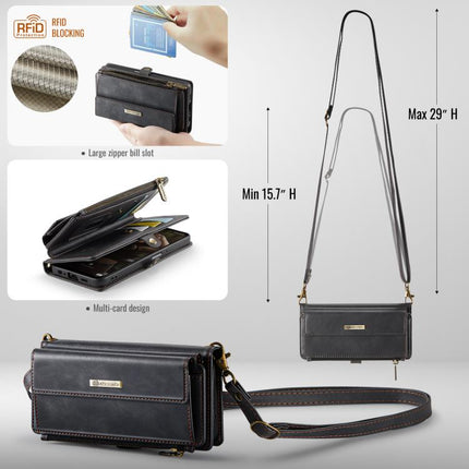 CaseMe C39 RFID Blocking Zipper Wallet Leather Phone Case with Crossbody Strap, For Samsung Galaxy A15, For Samsung Galaxy S23 FE 5G, For Samsung Galaxy A54 5G, For Samsung Galaxy S23 Ultra 5G