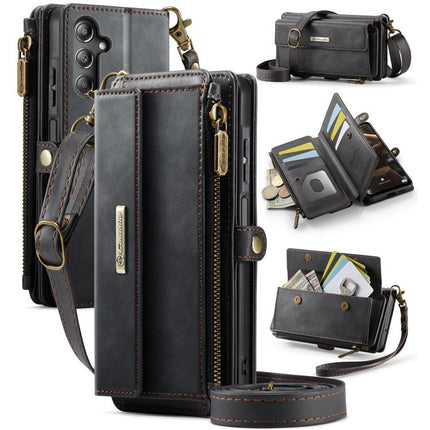 CaseMe C39 RFID Blocking Zipper Wallet Leather Phone Case with Crossbody Strap, For Samsung Galaxy S25 FE 5G, For Samsung Galaxy S25 Edge 5G, For Samsung Galaxy A56 5G, For Samsung Galaxy A16 4G