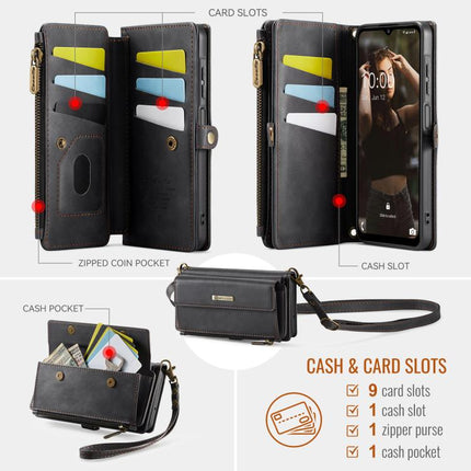 CaseMe C39 RFID Blocking Zipper Wallet Leather Phone Case with Crossbody Strap, For Samsung Galaxy A16 4G, For Samsung Galaxy S25 Ultra 5G, For Samsung Galaxy S24 FE 5G, For Samsung Galaxy A55 5G
